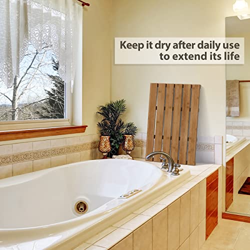 Bamfan Bamboo Wooden Bath Floor Mat for Luxury Shower - Non-Slip Bathroom Waterproof Carpet for Indoor or Outdoor Use (Walnut) - Image 5
