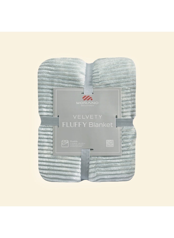 Morano Fluffy Blanket Printed Model 220X240Cm Ultra Soft Polyester Lightweight Cozy Warm Throw Textured Stripe Design Sofa Bed Cover Comfortable Fleece Winter Blanket, for Home and Bedding - Image 1