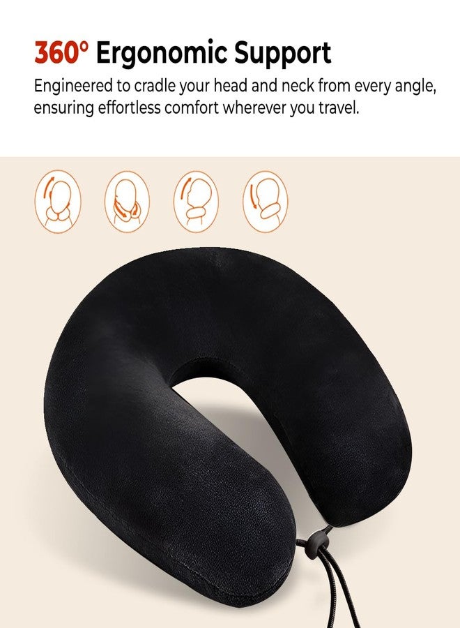 Trajectory Travel Neck Pillow with Sleeping Eye Mask Combo for Travelling and Sleeping in Airplane Flight, Cab, Car, Train, Bus for Men and Women Black(As seen on Shark Tank) - Image 5