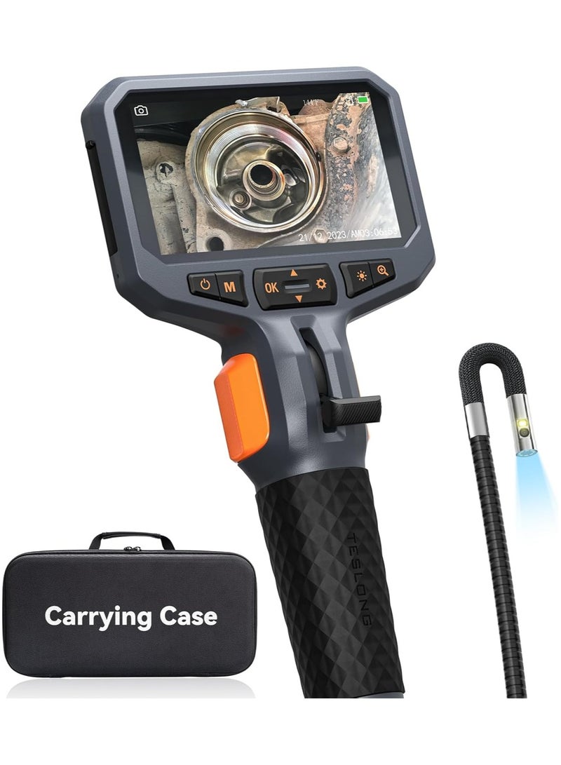 Articulating Endoscope Inspection Camera, 4.5'' IPS Two-Way Inspection Camera with Articulated Probe, Flexible Borescope with Light for Wall/Automotive/Engine Inspect (1.55 Meter/8.5mm) - Image 1