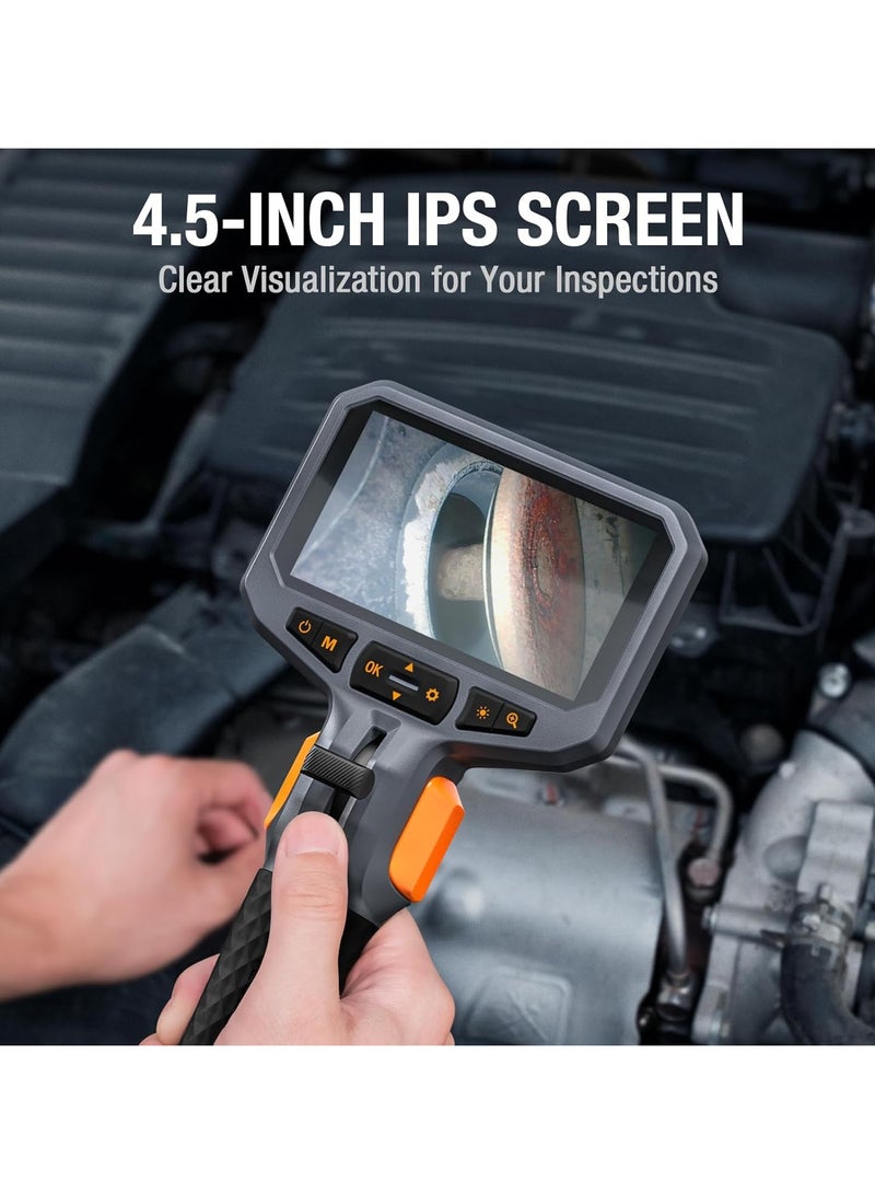 Articulating Endoscope Inspection Camera, 4.5'' IPS Two-Way Inspection Camera with Articulated Probe, Flexible Borescope with Light for Wall/Automotive/Engine Inspect (1.55 Meter/8.5mm) - Image 3