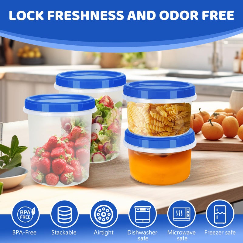 Atecare Heavy Duty Airtight Plastic Containers with Twist Top Lids, Stackable Freezer Containers for Lunch, Salad, Soup, Leftover, Ice Cream, BPA Free [6 Pack-32 oz] - Image 4