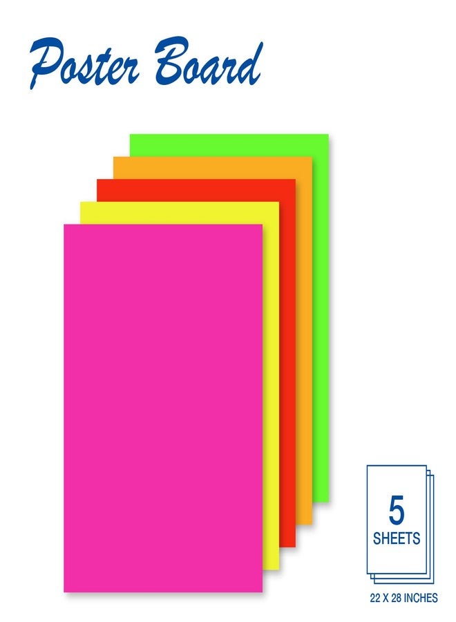 Royal Brites Variety Pack Fluorescent Poster Board, 22 x 28 Inches, Assorted Neon, 5-Sheet Pack (23407) - Image 2
