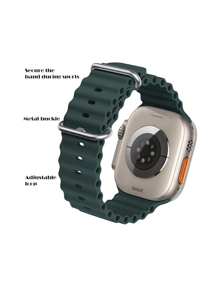 ten.tech - Ten Tech Silicone Band for Apple Watch Ultra/Ultra 2 49mm 45mm 44mm 42mm, Waterproof Soft Silicone Sports Band for iWatch Ultra SE 8/7/6/5/4/3/2/1, Dark green - Image 1