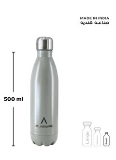 Atlasware Water Bottle with a Capacity of 500 ml, Stainless Steel Water Bottle that keeps Cold for 37 Hours and Keeps Heat for 16 Hours, Gray  - Image 3