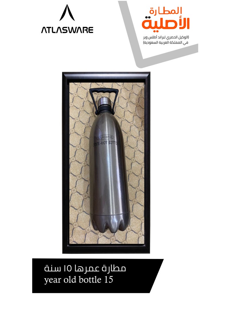 Atlasware - Water Bottle with a Capacity of 500 ml, Stainless Steel Water Bottle that keeps Cold for 37 Hours and Keeps Heat for 16 Hours, Gray - Image 1
