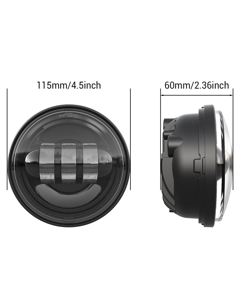 XPCTD 4.5 Inch LED Passing Lights 4-1/2 Driving Fog lights Auxiliary Spot Lights for Electra Glide Road King Ultra Classic 2005 2006 2007 2008 2009 2010 2011 2012 2013 2014 2015 2016 Black - Image 3