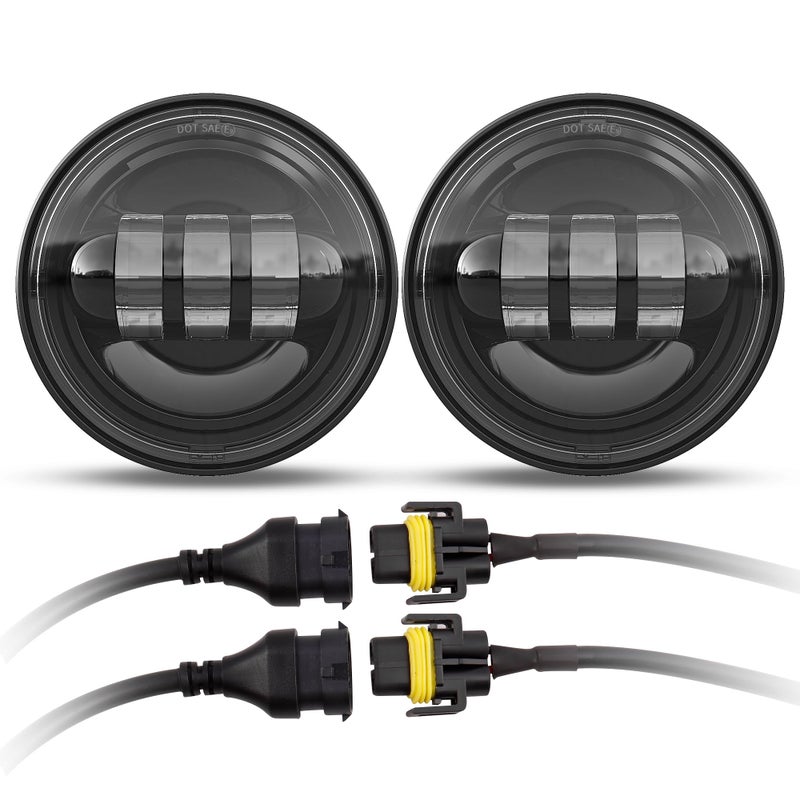 XPCTD 4.5 Inch LED Passing Lights 4-1/2 Driving Fog lights Auxiliary Spot Lights for Electra Glide Road King Ultra Classic 2005 2006 2007 2008 2009 2010 2011 2012 2013 2014 2015 2016 Black - Image 1