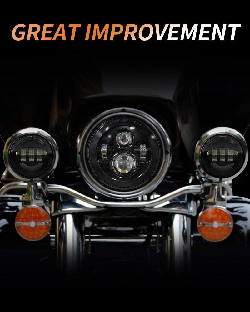 XPCTD 4.5 Inch LED Passing Lights 4-1/2 Driving Fog lights Auxiliary Spot Lights for Electra Glide Road King Ultra Classic 2005 2006 2007 2008 2009 2010 2011 2012 2013 2014 2015 2016 Black - Image 5
