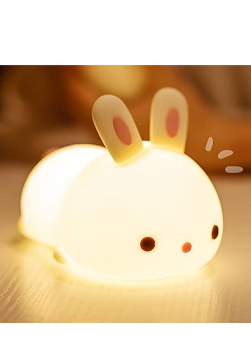JAJEEK Cute Kids Night Light - Bunny LED Night Lamp for Kids Bedroom, Toddler & Baby, Portable Silicone Nightlight with Rechargeable Battery, Soft Glow Nursery Light for Boys & Girls - Image 1