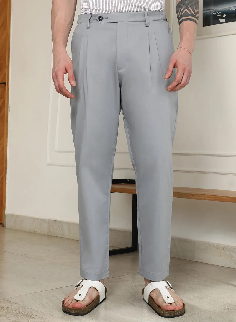 Campus Sutra Campus SutraGrey Pleated Trousers