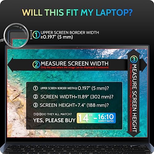 Peslv Magnetic Laptop Privacy Screen 14 inch for 16:10 Computer Monitor, 14" Removable Anti Glare Protector Blue Light Filter Shield Compatible with Lenovo Hp Dell Acer Asus Thinkpad Envy Xps - Image 4