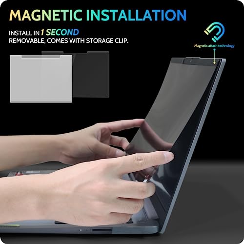 Peslv Magnetic Laptop Privacy Screen 14 inch for 16:10 Computer Monitor, 14" Removable Anti Glare Protector Blue Light Filter Shield Compatible with Lenovo Hp Dell Acer Asus Thinkpad Envy Xps - Image 2