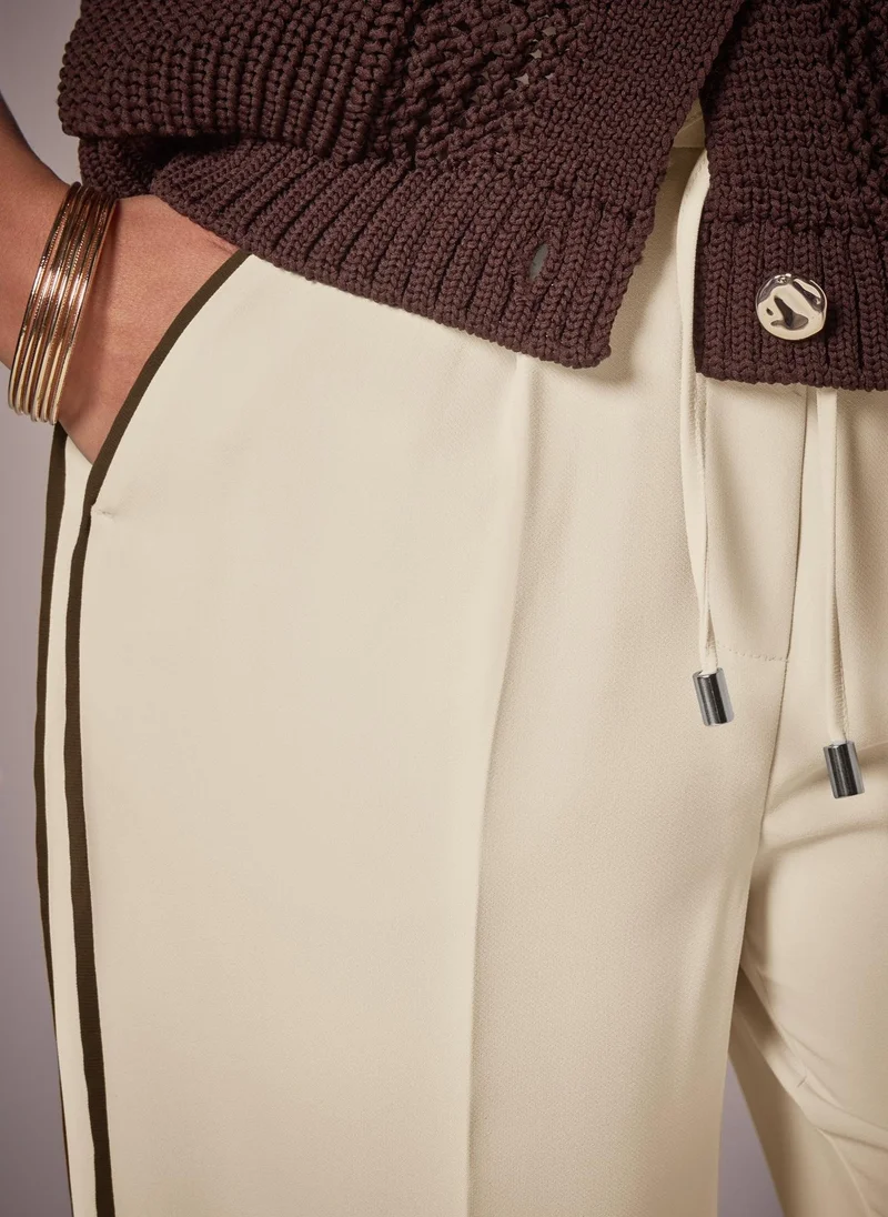 Matalan Et Vous Ivory Side Stripe Wide Trousers