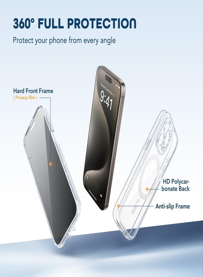 TIESZEN Magnetic iPhone 15 Pro Max Case, Compatible with MagSafe Case, Built-in Privacy Screen Protector and Camera Protector, Anti-Spy, Full Body Phone Case - Image 3