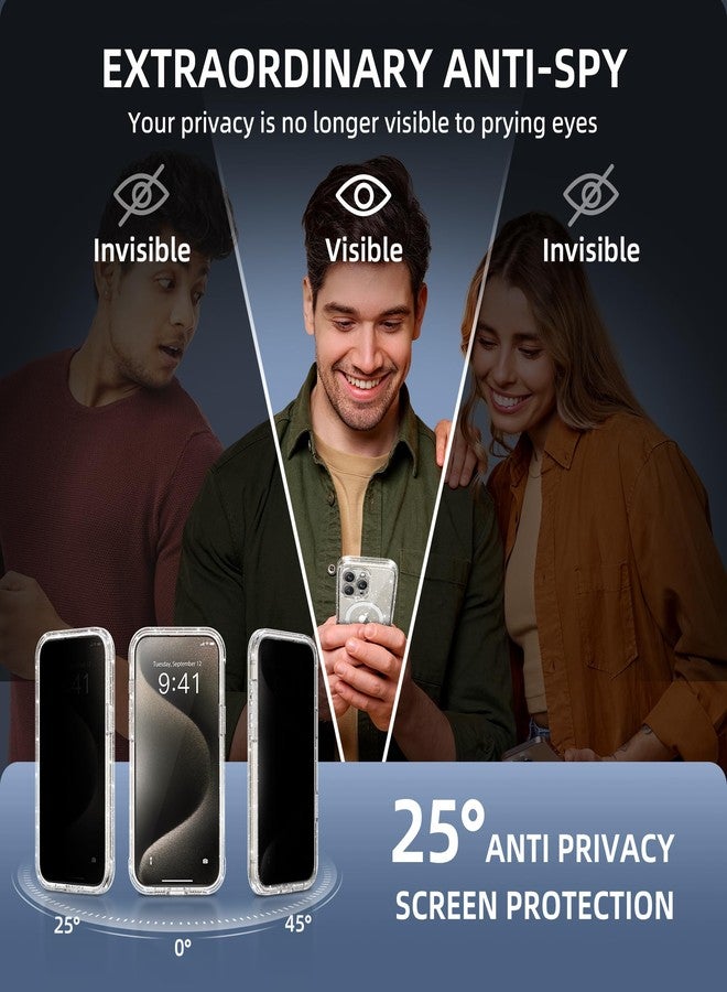 TIESZEN Magnetic iPhone 15 Pro Max Case, Compatible with MagSafe Case, Built-in Privacy Screen Protector and Camera Protector, Anti-Spy, Full Body Phone Case - Image 2