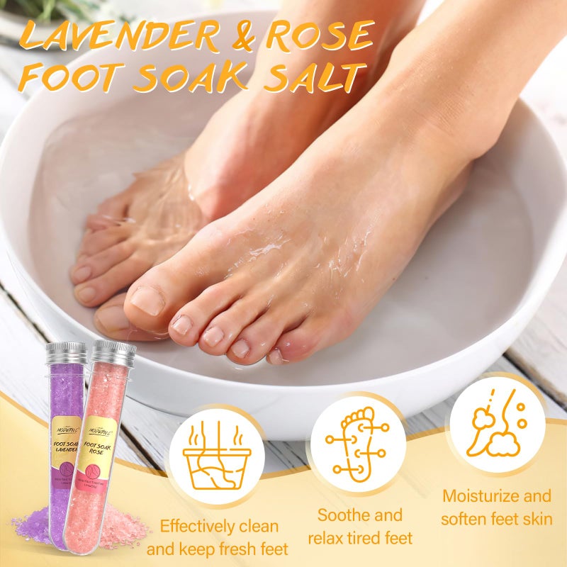 POP MODERN.C Pedicure Kit For Feet 5pcs Foot Spa Set For Christmas Birthday Valentine's Mother's Day Women Wife Girlfriend Gift Rose Lavender Foot Soak Salt Foot Callus Remover Gel Foot Rasp Foot Cream Foot Care - Image 2