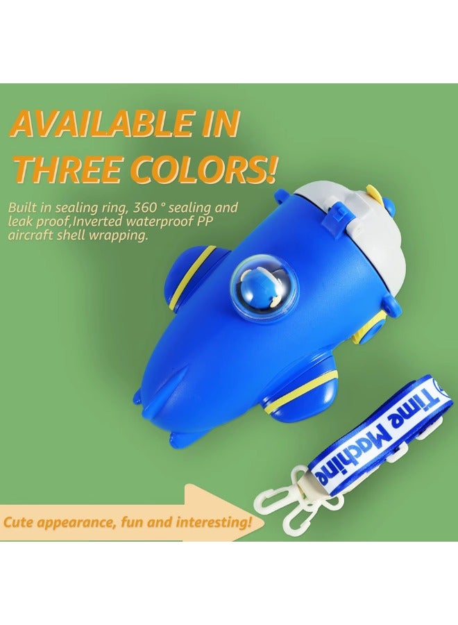 Twisoo Twisoo Plane Shape Kids Water Bottle with Straw - 500ml, Cute Reusable Drinking Bottle, Leak-Resistant, BPA-Free, Wide Mouth, with Strap and Stickers - Image 4