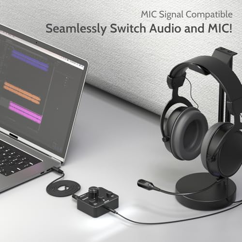 Cubilux AS-J3 TRRS 3.5mm Headphone Switcher (Microphone Signal Supported), 1/8 4-Pole Headset Selector, Bidirectional 2-In-1-Out or 1-In-2-Out Stereo A/B Audio Switcher for PC Laptop Computer - Image 3