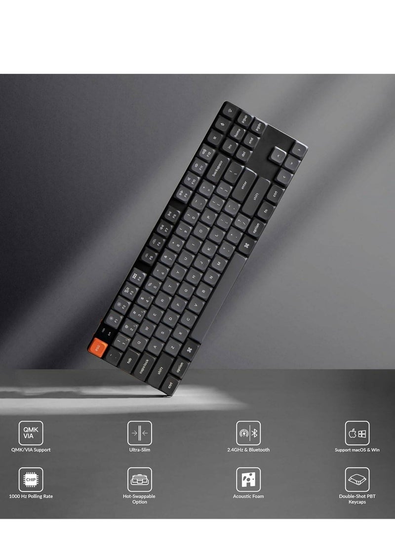Keychron - Keychron K1 Max QMK/VIA Wireless Custom Mechanical Keyboard, Red Linear Low-Profile Gateron Switch, 80% TKL Size, Tri-Mode Connectivity (2.4GHz, BT, Wired), English-Arabic Layout, K1M-H1-AR - Image 1