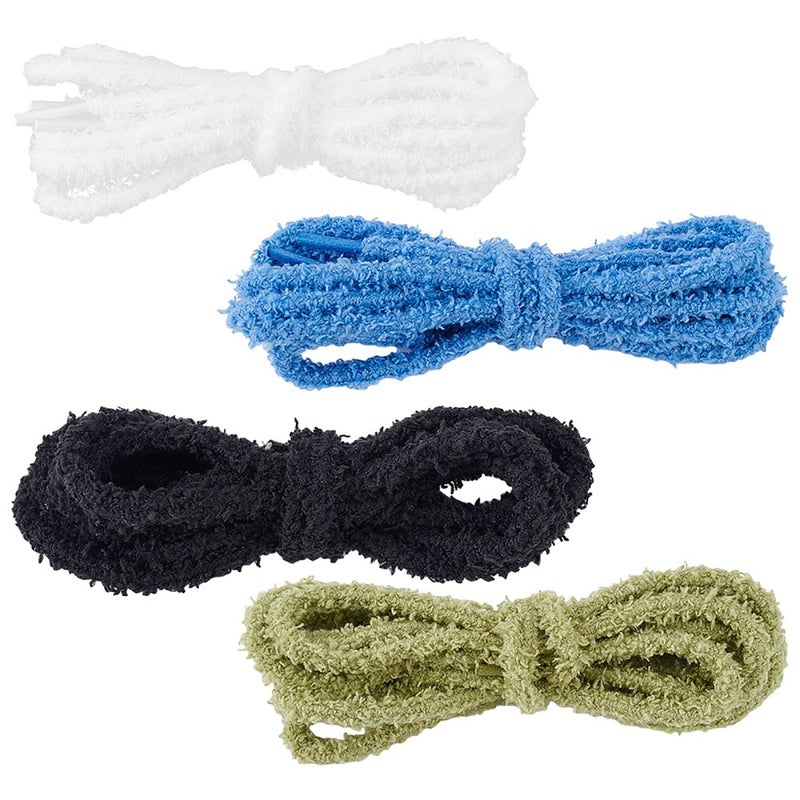 1set 4 Pairs 4 colors Plush Polyester Shoelaces Shoe Decorations Mixed color 1200x7mm 1 pair/color - Image 1