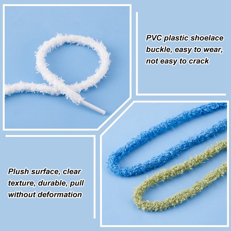 1set 4 Pairs 4 colors Plush Polyester Shoelaces Shoe Decorations Mixed color 1200x7mm 1 pair/color - Image 3
