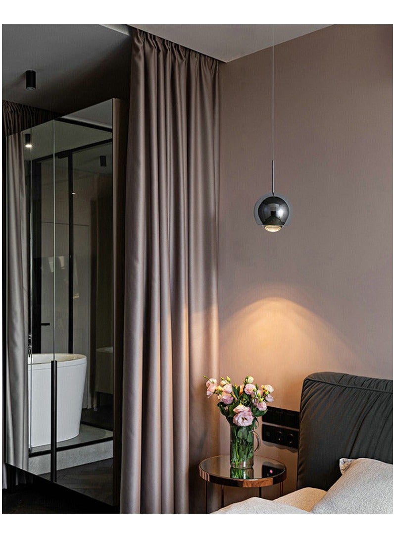 Arabest مصباح معلق صغير أسود LED عصري، مصباح جزيرة المطبخ بقوة 7 وات، طاولة بجانب السرير في غرفة النوم، إضاءة معلقة صغيرة من الكريستال لغرفة الطعام والبار - Image 2