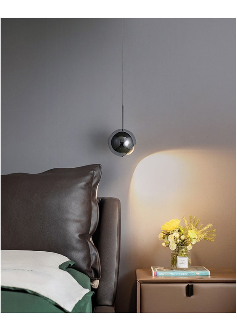 Arabest مصباح معلق صغير أسود LED عصري، مصباح جزيرة المطبخ بقوة 7 وات، طاولة بجانب السرير في غرفة النوم، إضاءة معلقة صغيرة من الكريستال لغرفة الطعام والبار - Image 1