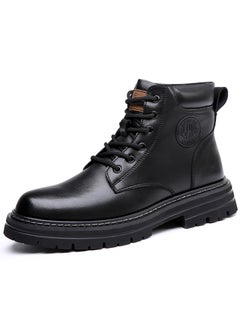 Mens Leather High-Top Martin Boots Black