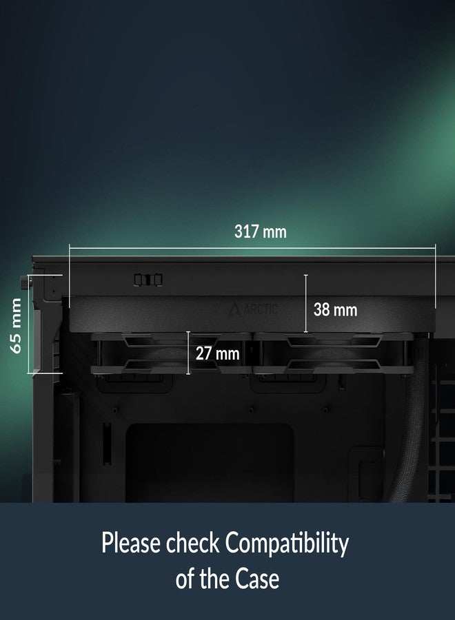 ARCTIC Liquid Freezer III Pro 280 - AIO CPU Cooler, 2 x 140mm Water Cooling, 38mm Radiator, PWM Pump, VRM Fan, AMD AM5/AM4, Intel LGA1851/1700 Contact Frame - Black - Image 2