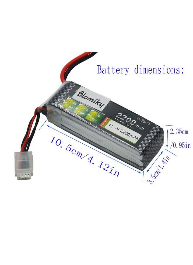 Blomiky - 2 Pack Xt60 Plug 11.1V 3S 2200Mah Lipo Battery And 1 Charger For Rc Evader Bx Car Rc Truck Rc Truggy Rc Airplane Uav Drone Fpv 11.1V 2200Mah Xt60 2 - Image 1