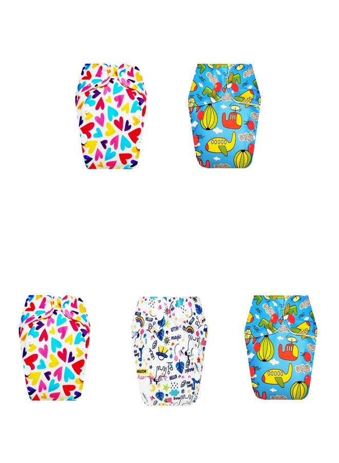 حفاضات قماشية فاخرة من دمبلدو للأطفال حديثي الولادة مع طبقة امتصاص مدمجة (عبوة من 5) | ملائمة تمامًا | وسادة امتصاص من 6 طبقات | مناسبة للسفر | مصممة من قبل الأمهات | من 0 إلى 4 أشهر | للجنسين - Image 1