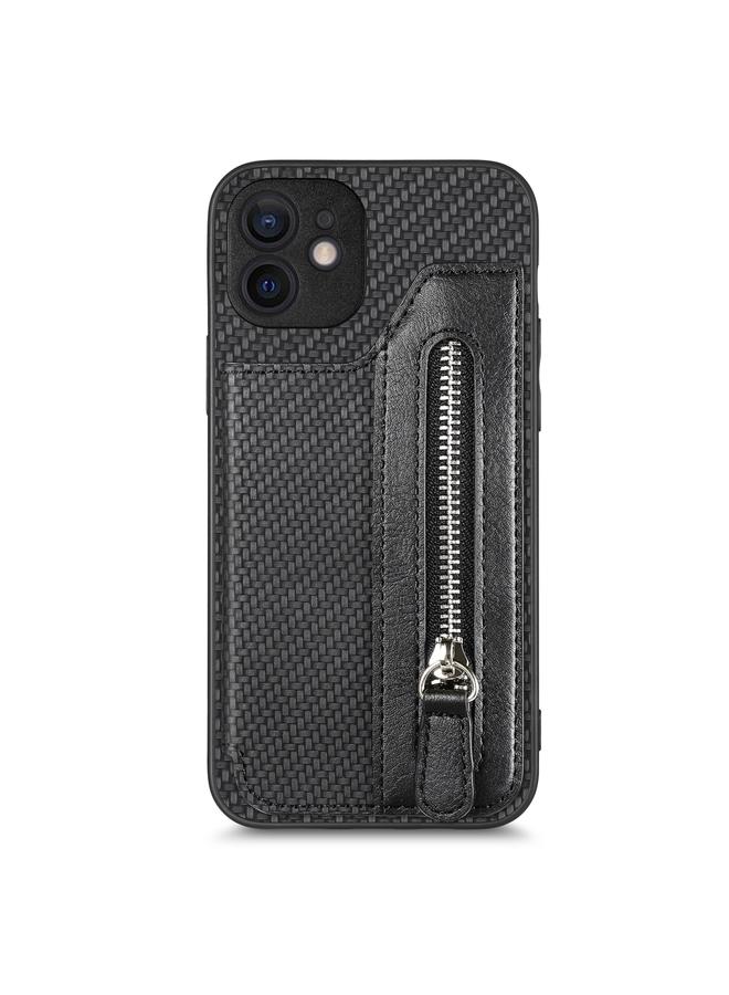 زبون جراب هاتف iPhone 11 من ألياف الكربون مع سحاب أفقي قابل للطي - Image 1