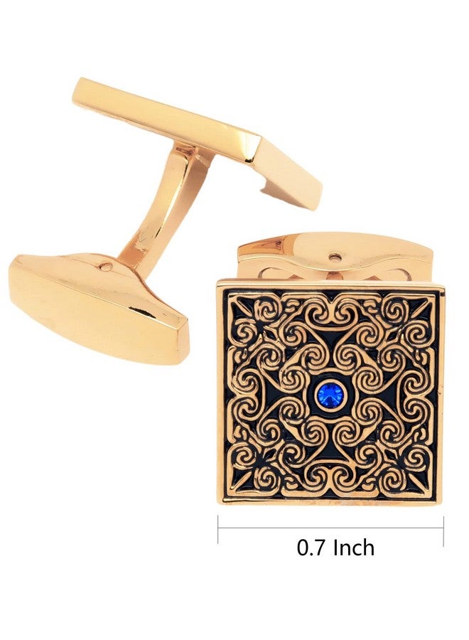 Jonwo Square Enamel Cufflinks For Men Gold Plated Retro Patterns Men'S Cuff Link Set For Wedding Shirt Party Business Birthday Anniversary Dress - Image 4