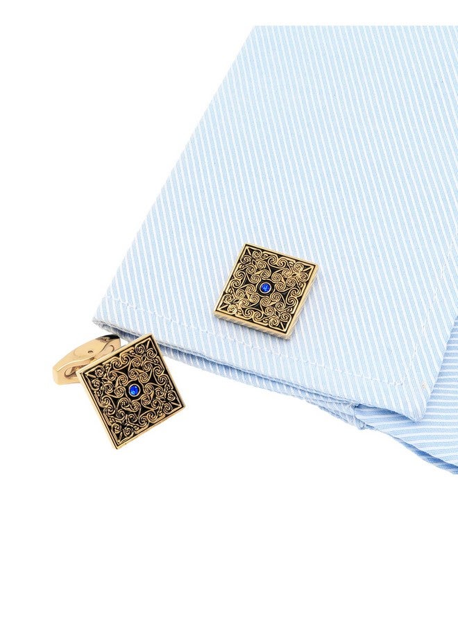 Jonwo Square Enamel Cufflinks For Men Gold Plated Retro Patterns Men'S Cuff Link Set For Wedding Shirt Party Business Birthday Anniversary Dress - Image 3