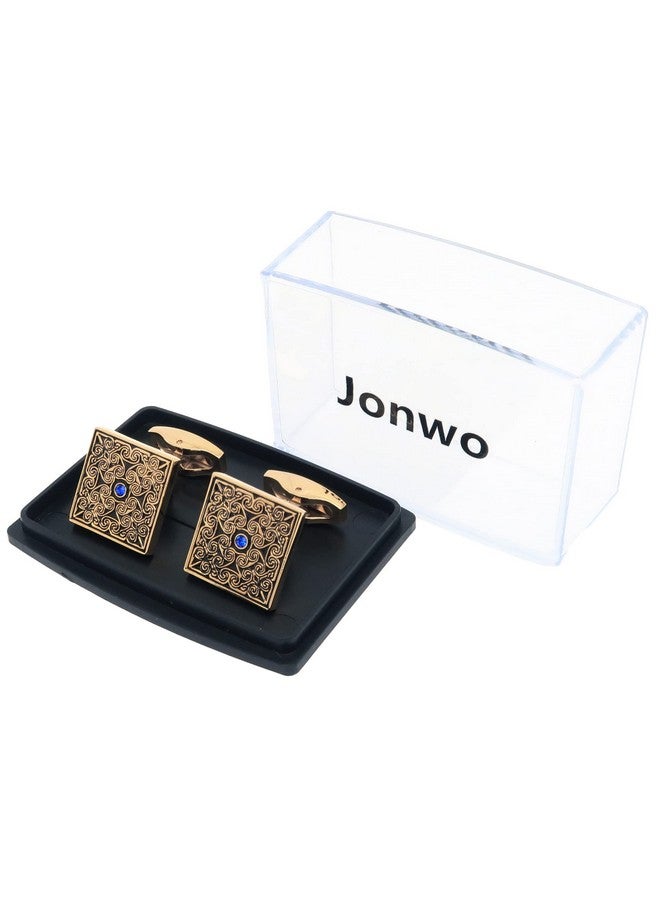 Jonwo Square Enamel Cufflinks For Men Gold Plated Retro Patterns Men'S Cuff Link Set For Wedding Shirt Party Business Birthday Anniversary Dress - Image 5