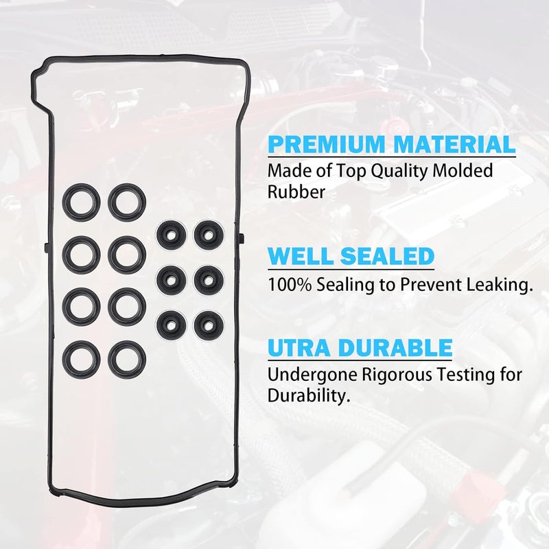 MNJWS Valve Cover Gasket Set - Compatible with 2.0L 2.3L 2.4L 2002-2015 Honda Accord, Civic, CR-V, Element, Crosstour, Acura CSX, ILX, RDX, RSX, TSX - Replace VS50614R, 12341-R40-A00 - Image 5