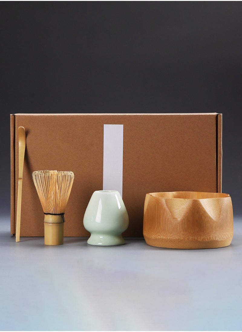 Arabest Matcha Set, Traditional Tea Service with Bamboo Bowl, Scoop, Prong Matcha Whisk and Holder, Made of Pure Natural Bamboo  - Image 1