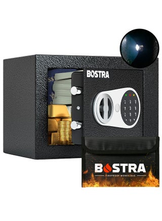 Bostra Fireproof Safe Box with Sensor Light & Fireproof Bag, Money Safe Box with Digital Keypad,Security Safe Box for Home, 0.23 Cubic Small Safe with Keys & Pass Code for Cash Jewelry Silver - pzsku/Z2CA28C3201A88A54D23FZ/45/1746693480/b2b1128f-265c-4021-976f-32e4ace167ab