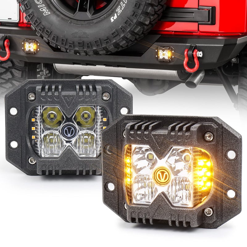 أضواء LED مدمجة POVTOR 40W مع شعار V مجموعة ضوء ستروب مزدوجة الجانب صلبة لأضواء الطرق الوعرة للشاحنات ATV RZR 1000 الجرارات السيارات SUV 4X4
