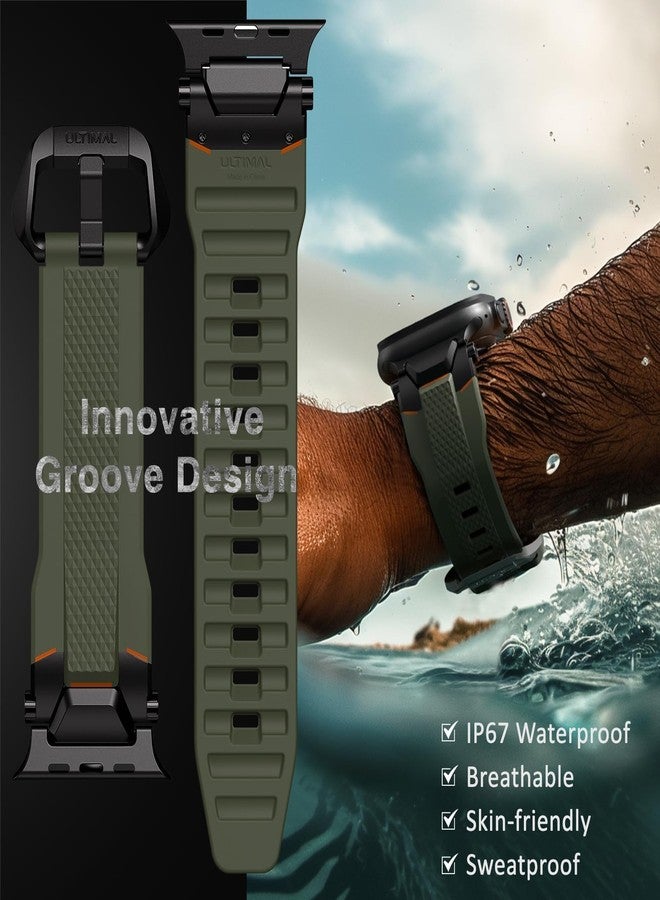 ULTIMAL Compatible with Apple Watch Ultra 3/2/1 band 49mm/46mm/45mm/44mm for Men, Silicone Strap with Durable Stainless Steel Buckle for Apple Watch Ultra 3/2/1 Series 11/10/9/8/7/6/5/4/3/SE3/SE2/SE - Image 5