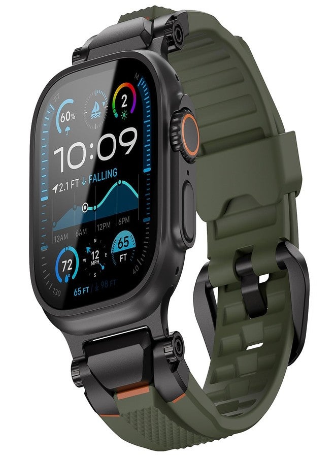 ULTIMAL Compatible with Apple Watch Ultra 3/2/1 band 49mm/46mm/45mm/44mm for Men, Silicone Strap with Durable Stainless Steel Buckle for Apple Watch Ultra 3/2/1 Series 11/10/9/8/7/6/5/4/3/SE3/SE2/SE - Image 1