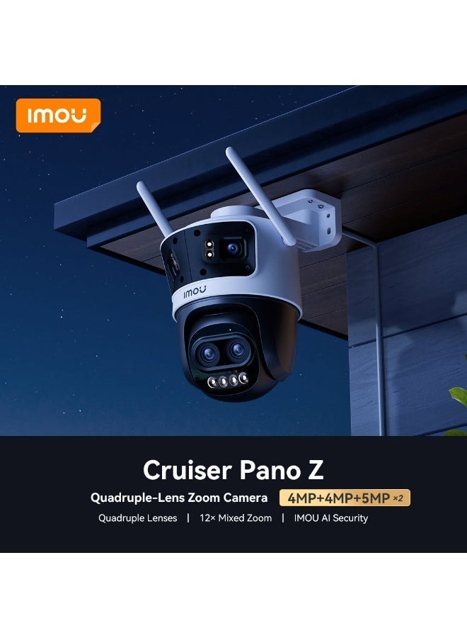 IMOU Cruiser Pano Z Quadruple-Lens 13MP Outdoor PTZ Security Camera, 5MP Pan & Tilt + 2×4MP Fixed Lenses, 12× Hybrid Zoom, 165° Panoramic View, 56m Full-Color/IR Night Vision, AI Human & Vehicle Detection, Smart Auto Tracking, 120dB Siren & Light Alarm, Dual-Band Wi-Fi 6 | IPC-S76DP-13M0N - Image 3