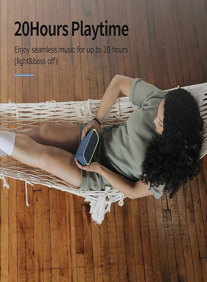 DOSS SoundBox Pro Bluetooth Speaker, 20W Stereo Sound, Active Extra Bass, 20H Playtime, Multi-Color Lights, IPX6 for Home, Outdoor, Party, Christmas and White Elephant Gift for Men, Women, Teen-Purple - Image 5