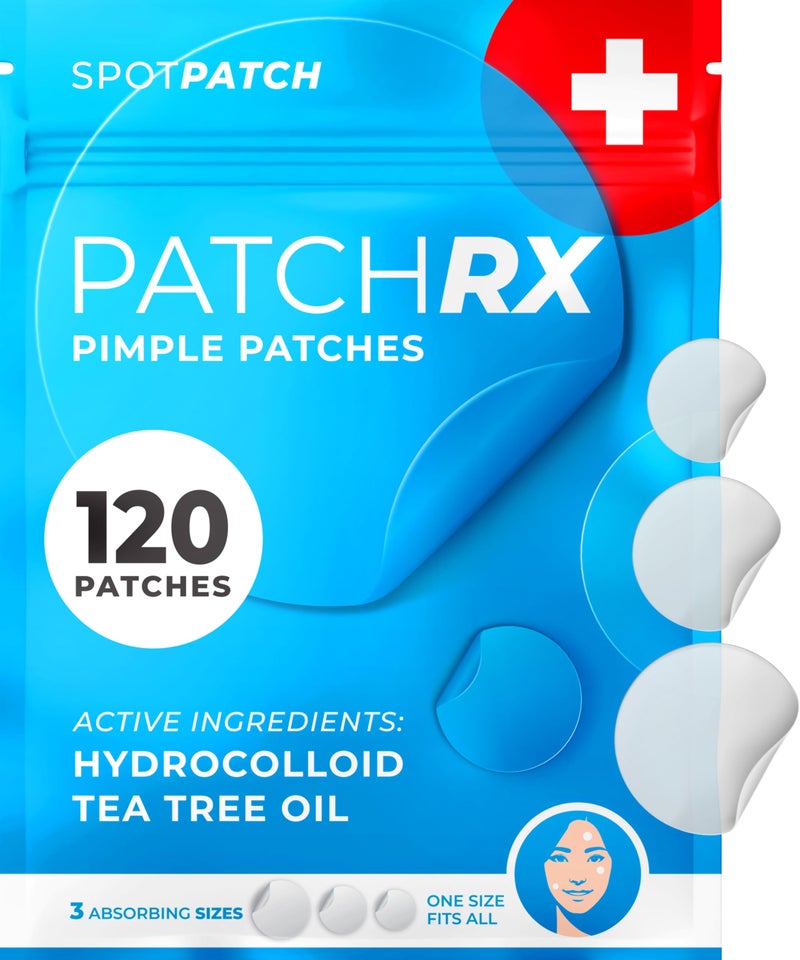 KEYCONCEPTS PatchRx Pimple Patches for Face (120 Patches), Hydrocolloid Acne Patches with Tea Tree Oil, Pimple Patch Pimple Stickers - Hydrocolloid Patch Acne Dots - Acne Pimple Patches For Face - Zit Patches - Image 1
