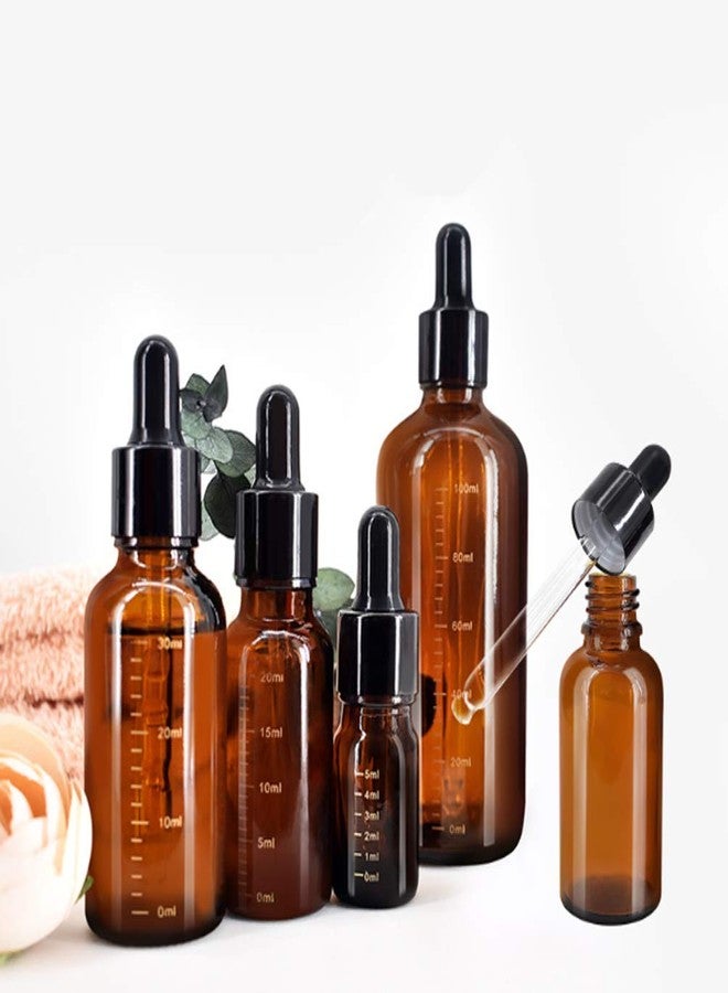 Erioctry 3PCS 100ML (3.4oz) Empty Refillable Amber Glass Dropper Bottles with Graduated Scale and Black Dropper Dispenser - Image 5