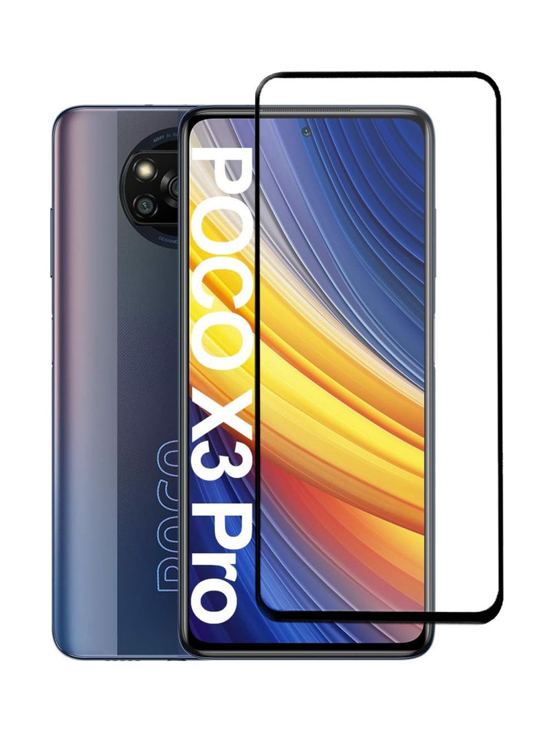 واقي شاشة زجاجي كامل الشاشة لهاتف POCO X3-X3 Pro- أسود - Image 1