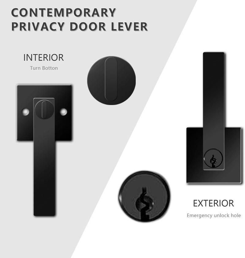 DSJJBLL 6 Pack Matte Black Door Handle Heavy Duty, Entry Door Lever, Door Knobs with Lock and Key, Square Door Lever for Bedroom, Bathroom and Front Door - Image 4