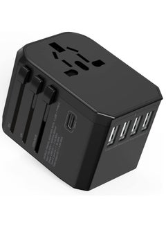ELTRAZONE Universal International Travel Power Adapter with 3 USB + 1 Type C Charging Ports, European Adapter, Worldwide AC Outlet Plugs Adapters for Europe, UK, US, AU  - Image 1