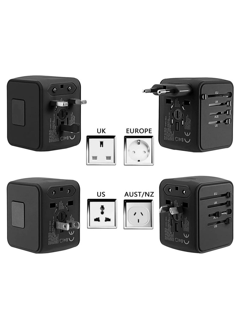 ELTRAZONE Universal International Travel Power Adapter with 3 USB + 1 Type C Charging Ports, European Adapter, Worldwide AC Outlet Plugs Adapters for Europe, UK, US, AU  - Image 2